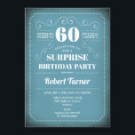 Surprise 60th Birthday Invitation - Blue White Kaart<br><div class="desc">Verrassing 60e Verjaardag Uitnodiging Elegante retro lichtblauw en wit ontwerp. Perfect voor een verrassingsfeestje.</div>