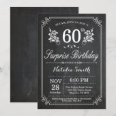Surprise 60th Birthday Invitation Chalkboard Kaart (Voorkant / Achterkant)
