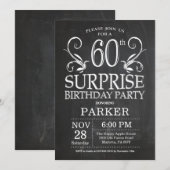 Surprise 60th Birthday Invitation Chalkboard Kaart (Voorkant / Achterkant)