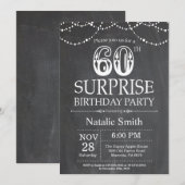 Surprise 60th Birthday Invitation Chalkboard Kaart (Voorkant / Achterkant)
