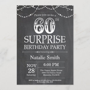 Surprise 60th Birthday Invitation Chalkboard Kaart