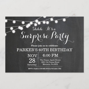 Surprise 60th Birthday Invitation Chalkboard Kaart