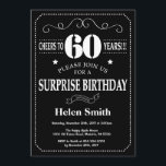 Surprise 60th Birthday Invitation Chalkboard Kaart<br><div class="desc">Verrassing 60e verjaardag uitnodiging schoolbord. Zwarte en witte achtergrond. Verjaardag voor volwassenen. Verjaardag van Mannen of vrouwen. Kinder jongen of meisje dame tiener Bday Nodig uit. 13e 15e 16e 18e 20e 21e 30e 40e 50e 60e 70e 80e 90e 100e. Elke leeftijd. Voor verdere aanpassing klikt u op de knop "Aanpassen"...</div>