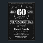 Surprise 60th Birthday Invitation Chalkboard Kaart<br><div class="desc">Verrassing 60e verjaardag uitnodiging schoolbord. Zwarte en witte achtergrond. Verjaardag voor volwassenen. Verjaardag van Mannen of vrouwen. Kinder jongen of meisje dame tiener Bday Nodig uit. 13e 15e 16e 18e 20e 21e 30e 40e 50e 60e 70e 80e 90e 100e. Elke leeftijd. Voor verdere aanpassing klikt u op de knop "Aanpassen"...</div>