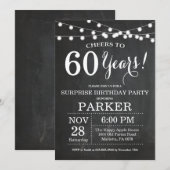 Surprise 60th Birthday Invitation Chalkboard Kaart (Voorkant / Achterkant)