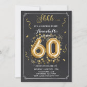 Surprise 60th Birthday Invitation Gold Chalkboard Kaart (Voorkant)