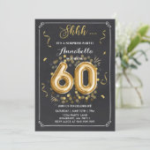 Surprise 60th Birthday Invitation Gold Chalkboard Kaart (Staand voorkant)