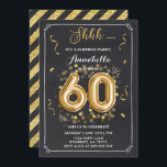 Surprise 60th Birthday Invitation Gold Chalkboard Kaart<br><div class="desc">Verrassend 60ste uitnodiging op de verjaardag. 
Alle design zijn © PIXEL PERFECTION PARTY LTD</div>
