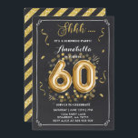 Surprise 60th Birthday Invitation Gold Chalkboard Kaart<br><div class="desc">Verrassend 60ste uitnodiging op de verjaardag. 
Alle design zijn © PIXEL PERFECTION PARTY LTD</div>