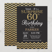 Surprise 60th Birthday Invitation Gold Glitter Kaart (Voorkant / Achterkant)