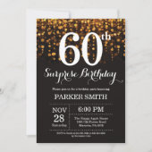 Surprise 60th Birthday Invitation Gold Glitter Kaart (Voorkant)
