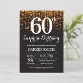 Surprise 60th Birthday Invitation Gold Glitter Kaart (Staand voorkant)