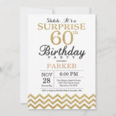 Surprise 60th Birthday Invitation Gold Glitter Kaart (Voorkant)