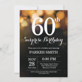 Surprise 60th Birthday Invitation Gold Glitter Kaart (Voorkant)