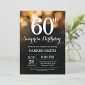 Surprise 60th Birthday Invitation Gold Glitter Kaart (Staand voorkant)