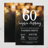 Surprise 60th Birthday Invitation Gold Glitter Kaart (Voorkant / Achterkant)