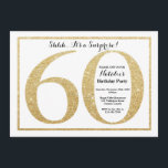 Surprise 60th Birthday Invitation Gold Glitter Kaart<br><div class="desc">Verrassend 60ste uitnodiging op de verjaardag. Gold Glitter Birthday Party nodigt uit met een witte achtergrond. Verrassende verjaardag. Volwassen verjaardag. Mannen of Vrouwen Bday Bash Party. Voor verdere aanpassing,  te klikken gelieve de knoop "van de Aanpassing het"en ons ontwerphulpmiddel te gebruiken om deze sjabloon te wijzigen.</div>