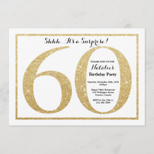 Surprise 60th Birthday Invitation Gold Glitter Kaart