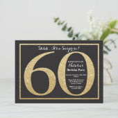 Surprise 60th Birthday Invitation Gold Glitter Kaart (Staand voorkant)