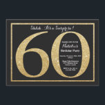 Surprise 60th Birthday Invitation Gold Glitter Kaart<br><div class="desc">Verrassend 60ste uitnodiging op de verjaardag. Zwarte en goudglitter Birthday Party nodigt uit met een achtergrond van het karton. Verrassende verjaardag. Volwassen verjaardag. Mannen of Vrouwen Bday Bash Party. Voor verdere aanpassing,  te klikken gelieve de knoop "van de Aanpassing het"en ons ontwerphulpmiddel te gebruiken om deze sjabloon te wijzigen.</div>