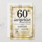 Surprise 60th Birthday Invitation Gold Glitter Kaart (Voorkant)