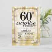 Surprise 60th Birthday Invitation Gold Glitter Kaart (Staand voorkant)