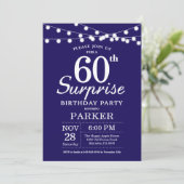 Surprise 60th Birthday Invitation Navy Blue Kaart (Staand voorkant)