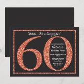 Surprise 60th Birthday Invitation Oranje Glitter Kaart (Voorkant / Achterkant)