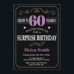 Surprise 60th Birthday Invitation Paars and Black Kaart<br><div class="desc">Verrassend 60e verjaardag Uitnodiging Paars en Zwarte Typografie. Chalkboard. Zwart-witte achtergrond. Volwassen verjaardag. Mannelijke Mannen of vrouwen: Birthday. Kinder jongen of meisje Lady Teen Teenage Bday Invite. 13e 15e 16e 18e 21e 30e 40e 50e 60e 70e 80e 90e 100e. Elke leeftijd. Voor verdere aanpassing, te klikken gelieve de knoop "van...</div>