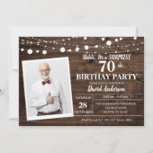 Surprise 60th Birthday Invitation Rustic Wood Kaart (Voorkant)