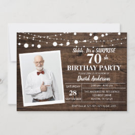Surprise 60th Birthday Invitation Rustic Wood Kaart