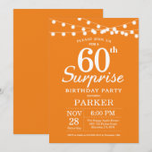 Surprise 60th Birthday Invitation Sinaasappel Kaart (Voorkant / Achterkant)