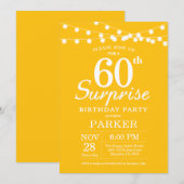 Surprise 60th Birthday Invitation Yellow Kaart (Voorkant / Achterkant)