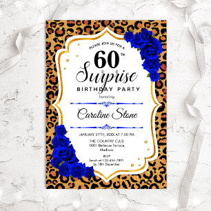 Surprise 60th Birthday - Leopard Gold Royal Blue Kaart