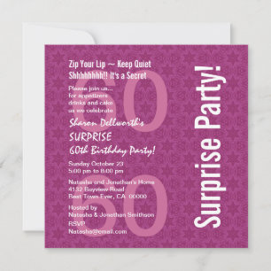 SURPRISE 60th Birthday Modern Dark Pink Stars Kaart