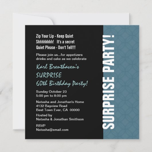 SURPRISE 60th Birthday Modern Dusty Blue W1453 Kaart (Voorkant)