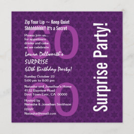 SURPRISE 60th Birthday Modern Paars Star Pattern Kaart
