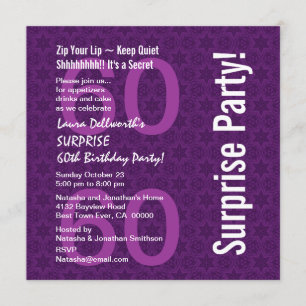SURPRISE 60th Birthday Modern Paars Star Pattern Kaart