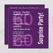 SURPRISE 60th Birthday Modern Paars White Y093 Kaart (Voorkant / Achterkant)
