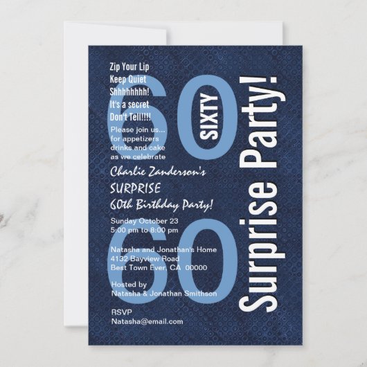 SURPRISE 60th Birthday Modern Royal Blue R604 Kaart (Voorkant)