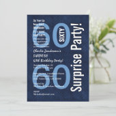 SURPRISE 60th Birthday Modern Royal Blue R604 Kaart (Staand voorkant)