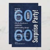 SURPRISE 60th Birthday Modern Royal Blue R604 Kaart (Voorkant / Achterkant)