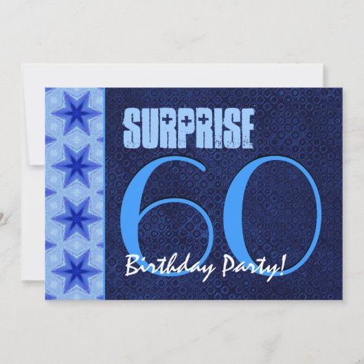 SURPRISE 60th Birthday Party Royal Blue V10A Kaart (Voorkant)