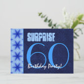 SURPRISE 60th Birthday Party Royal Blue V10A Kaart (Staand voorkant)