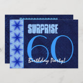 SURPRISE 60th Birthday Party Royal Blue V10A Kaart (Voorkant / Achterkant)