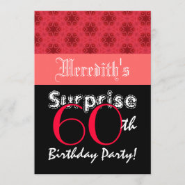 SURPRISE 60th Birthday Red and Black Stars L001 Kaart