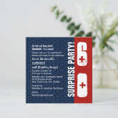 SURPRISE 60th Birthday Red White Stars Kaart (Staand voorkant)