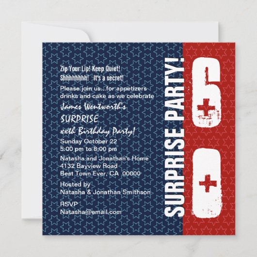 SURPRISE 60th Birthday Red White Stars Kaart (Voorkant)