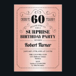 Surprise 60th Birthday - Roos Gold Zwart Kaart<br><div class="desc">Verrassing 60ste verjaardag uitnodiging. Retro ontwerp in faux roos goud en zwart. Proost 60 jaar! Kan ook tot elk jaar worden gepersonaliseerd.</div>