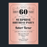 Surprise 60th Birthday - Roos Gold Zwart Kaart<br><div class="desc">Verrassing 60ste verjaardag uitnodiging. Retro ontwerp in faux roos goud en zwart. Proost 60 jaar! Kan ook tot elk jaar worden gepersonaliseerd.</div>